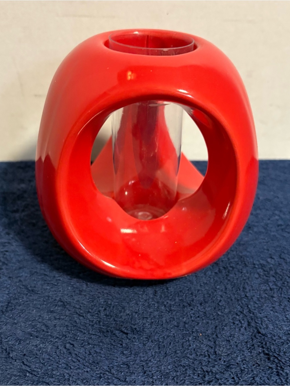 Vintage Retro ALLEN'S Red Orb Designer Floral Bud Vase 5” Tall Modern Art Flower